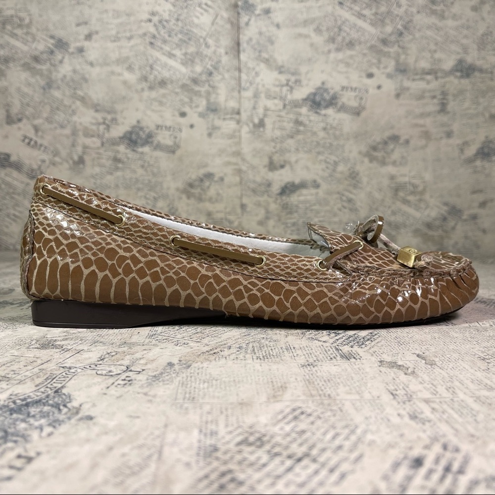 Michael Kors Croc Embossed Leather Square Toe Slip-On Mules Loafers